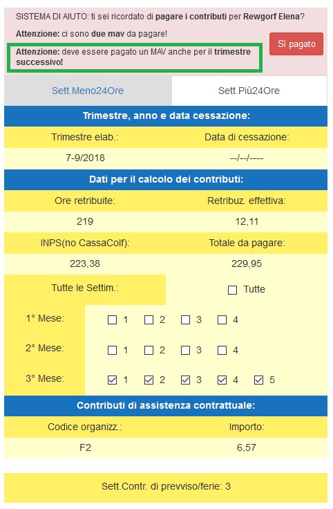 mav licenziamento cessazione colf badante due trimestri